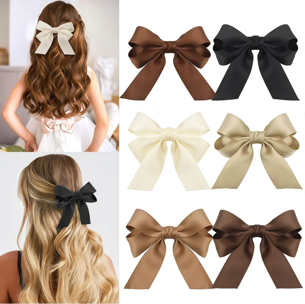 Barrettes nœuds satin avec pinces antidérapantes pour cheveux épais
