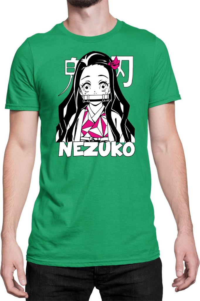 Herren T-Shirt Demon Anime Slayer Kimetsu No Yaiba Nezuko Kamado 008, Man M / Grün