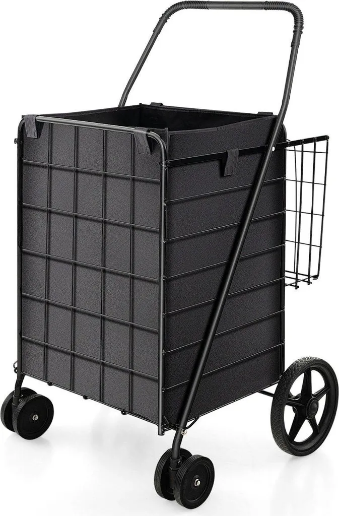 Chariot de courses pliable 120 L avec doublure Oxford haute densité