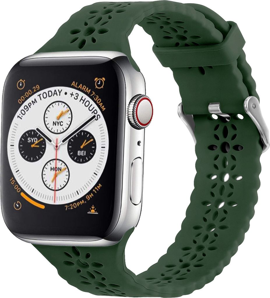 Strap-it Apple Watch Silikonarmband mit Muster (Dunkelgrün) - Große: 38 - 40 - 41mm