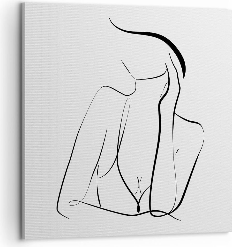 Bild auf Leinwand - Leinwandbild - Einteilig - Frau Linien Minimalismus - 60x60cm - Wand Bild - Wanddeko - Wandbilder - Leinwanddruck - Bilder - Wa...