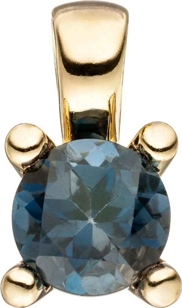 Solitär Anhänger aus Blautopas blau London Blue 585 Gold Gelbgold Topasanhänger