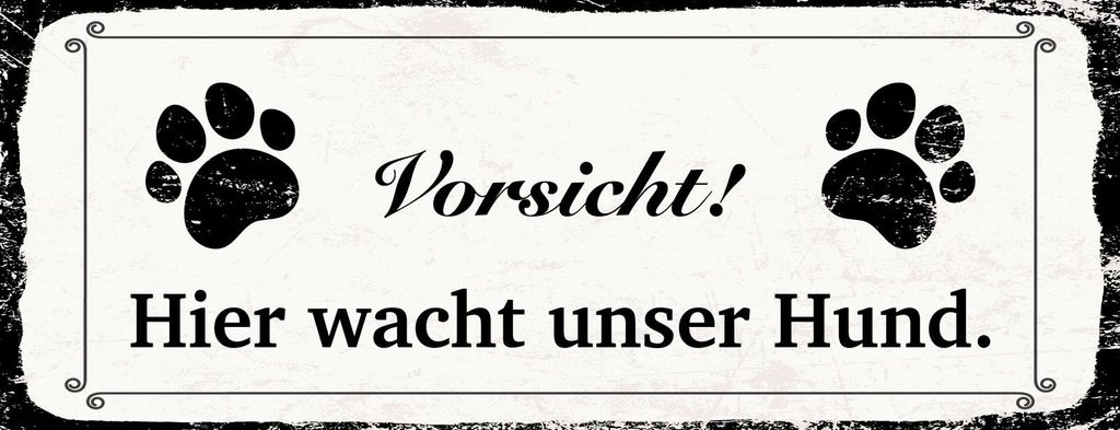 vianmo Blechschild 10x27 cm Vorsicht hier wacht Hund
