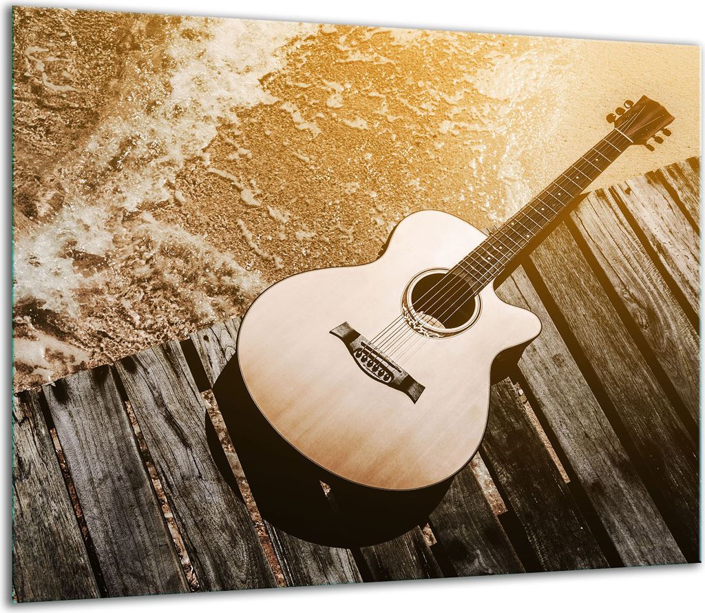 Herdabdeckplatten Glaskeramikkochfeld-Abdeckung Spritzschutz Glas 60x52cm Gitarre