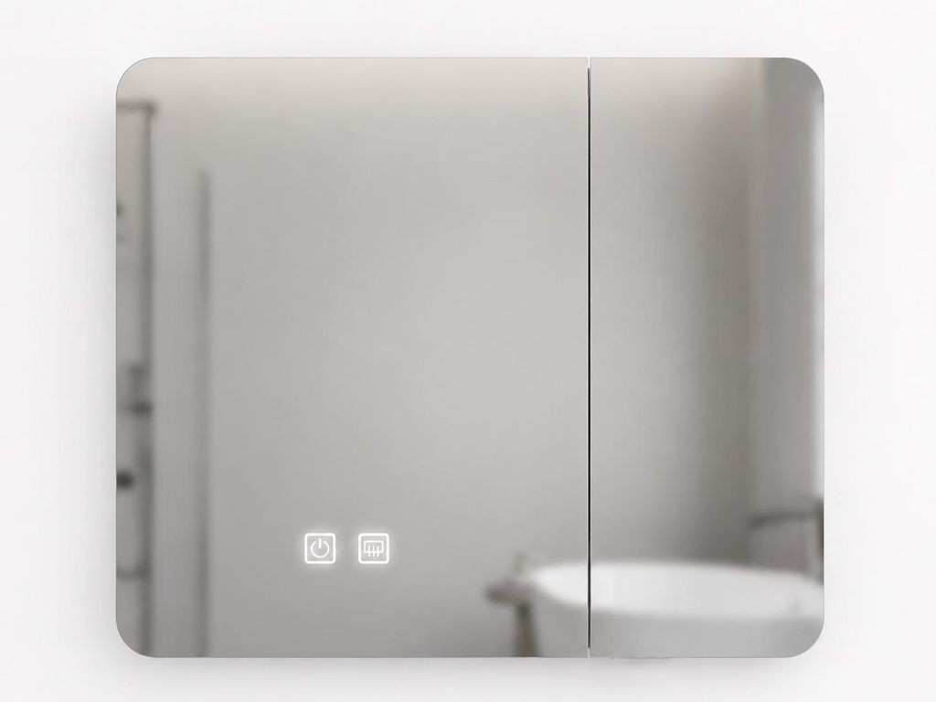 Armoire miroir LED salle de bain blanche - 80 cm - ELINA Image du produit 