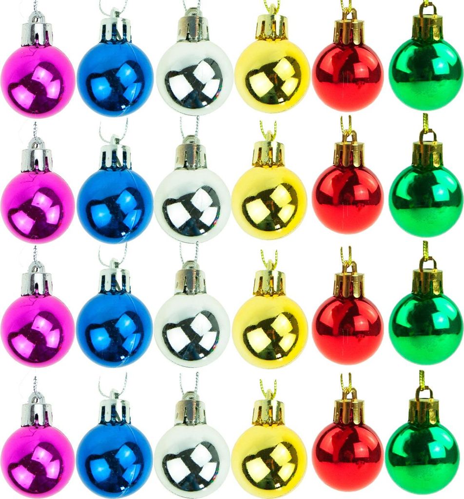 Bunte Weihnachtsbaumkugeln Satz Von 24 Stück 3Cm Retro Dekorationen