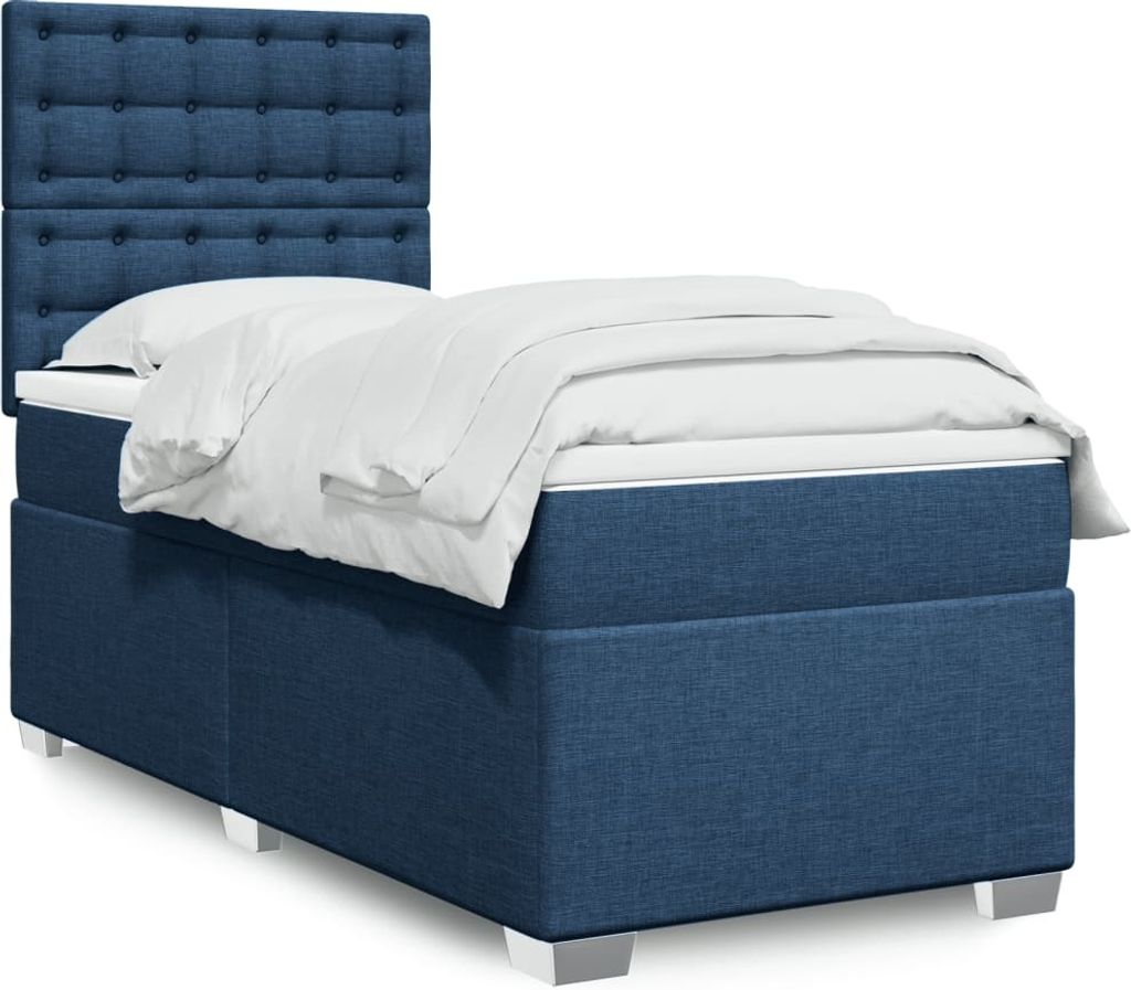 Maison Exclusive - Boxspringbett mit Matratze Blau 90x190 cm Stoff