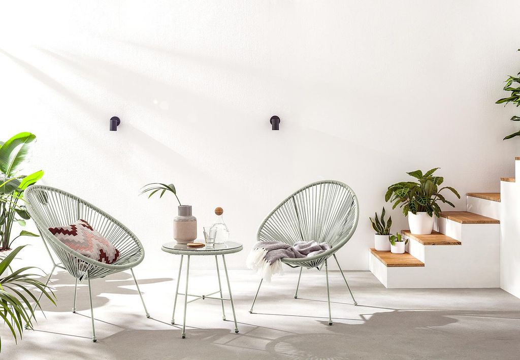 SITZGRUPPE - Stahl / Polyrattan - 3-teilig