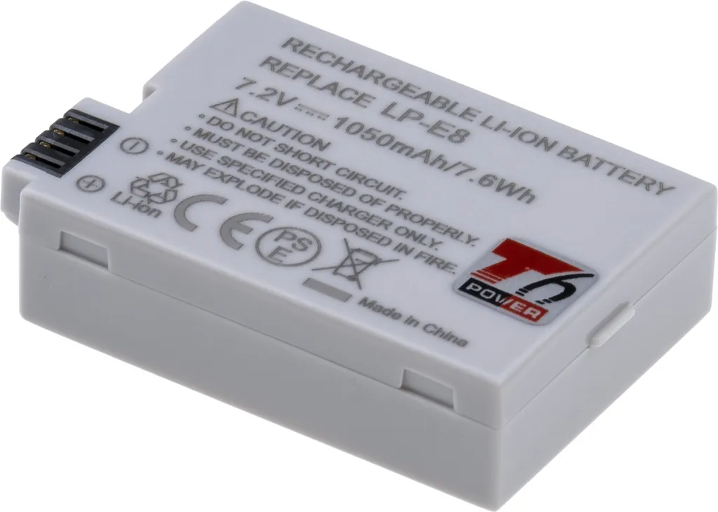 Batteria T6 Power Canon EOS Rebel T4i LP-E8 | 1050mAh 7.2V Li-Ion