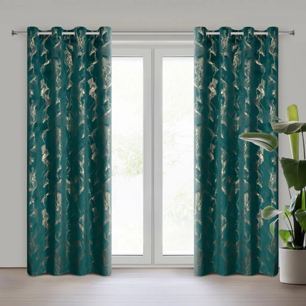 Rideau pour décorer salon Naira 140x250 cm turquoise foncé élégant