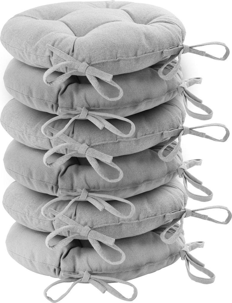 Harbour Housewares Runde Gartenstuhl-Sitzkissen – Grau – 6er-Pack