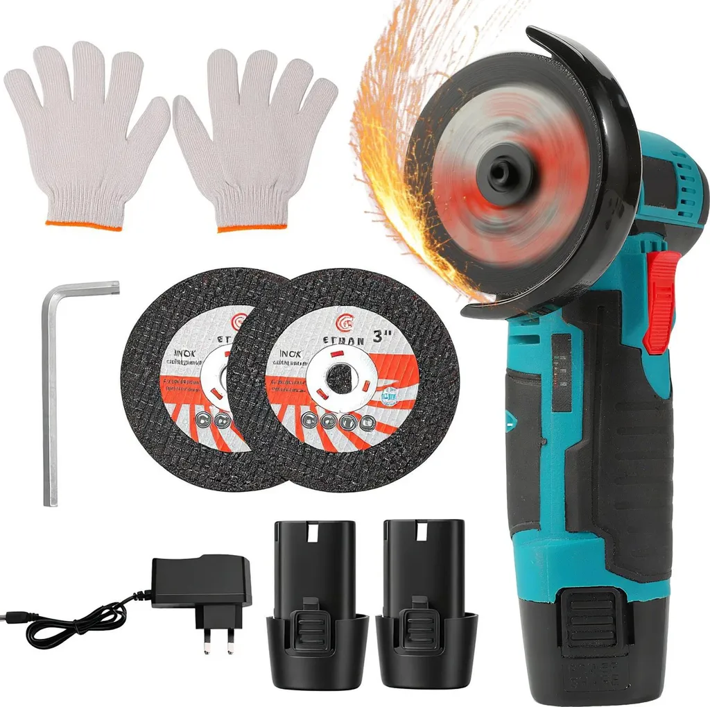 Meuleuse d'angle sans fil 125mm légère avec 2 batteries rechargeables