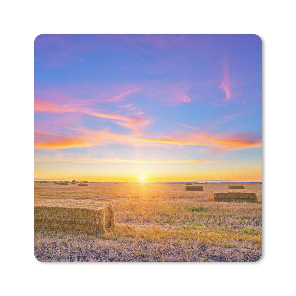 MuchoWow Mauspad Mousepad Stroh - Sonne - Himmel - Landschaft 20x20 cm - Mousepads - Maus Mat - Pad - Mausunterlage - Desk Mat - Bureauartikeln