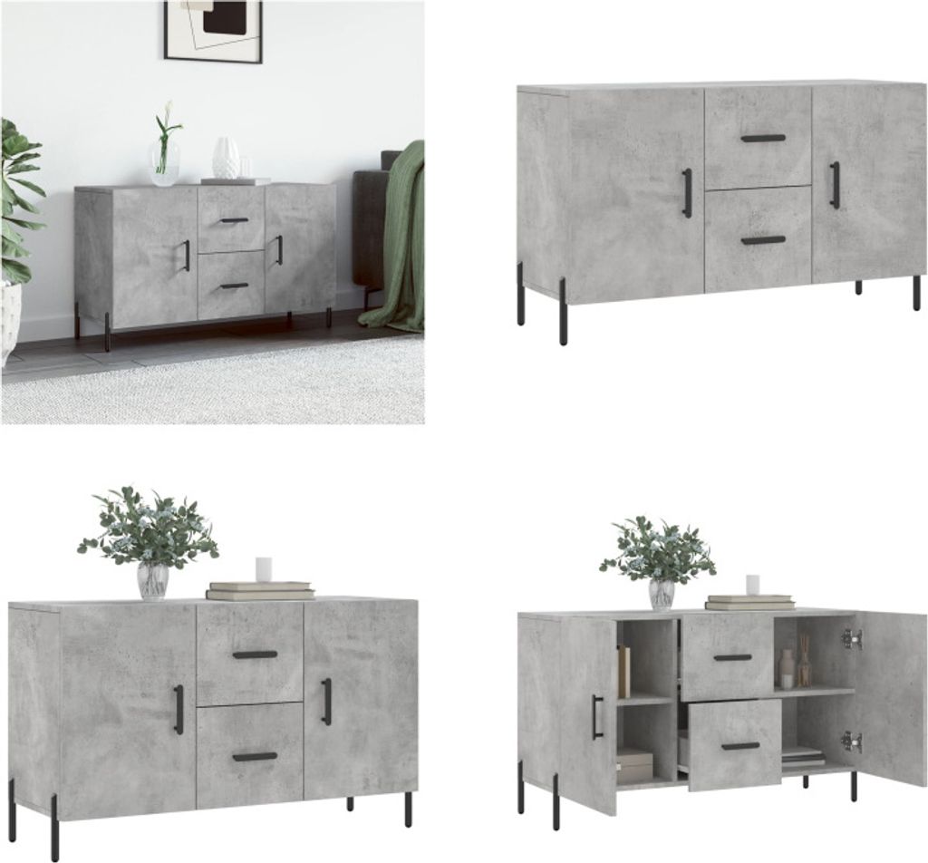 vidaXL Sideboard Betongrau 100x36x60 cm Holzwerkstoff - Sideboard - Sideboards - Schrank - Lagerschrank