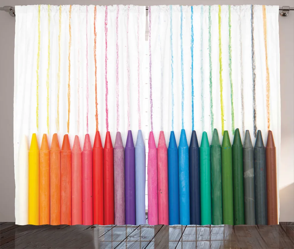 ABAKUHAUS Rideaux de Salon Rustique Crayon de Cire 280x225cm Multicolore