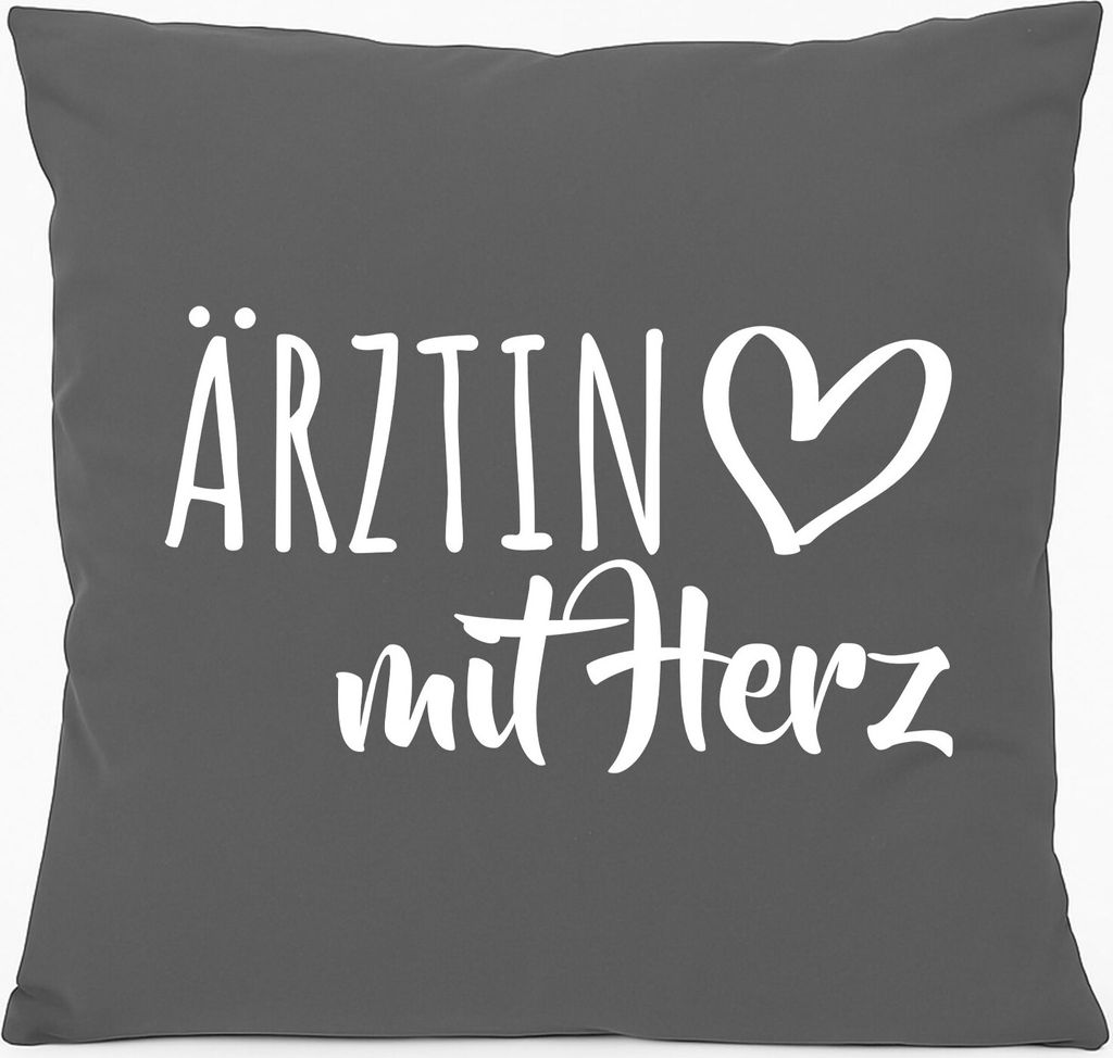 Huuraa Kissen Ärztin mit Herz 40x40cm mit Füllung Steel Produktbild 