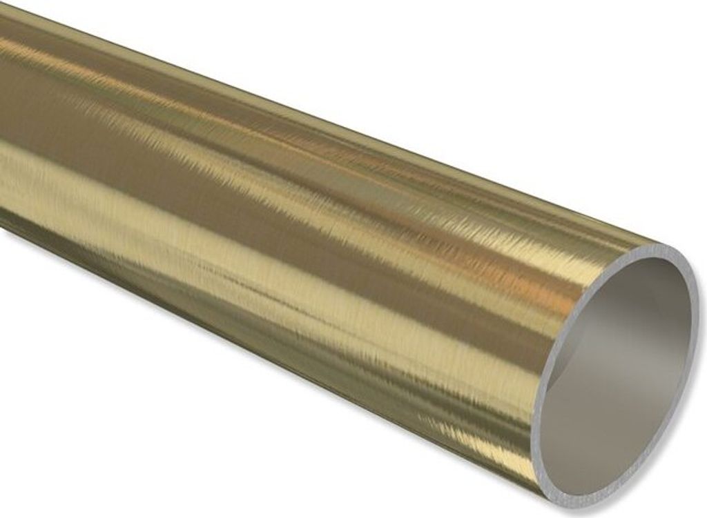 Interdeco Metallrohr 20 mm Ø, Rohr für Gardinenstangen, Messing-Optik, 220 cm