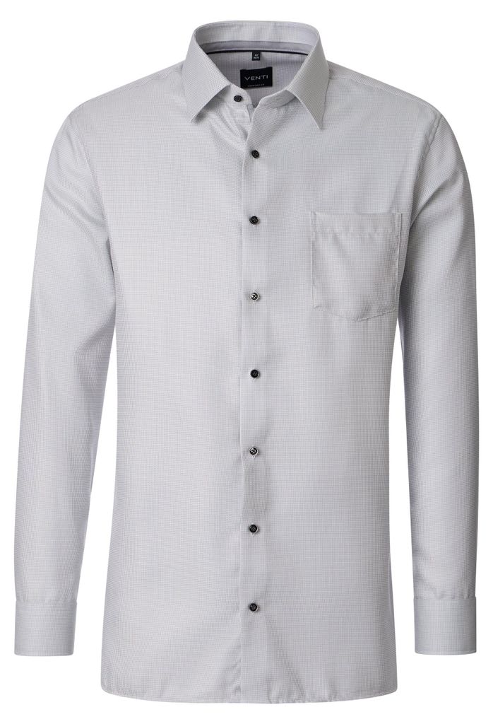 VENTI Herren Businesshemd Langarm Kent Comfort-Fit Silber 45