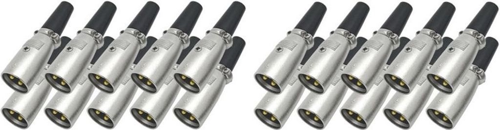 20x ARLI XLR Stecker 3-polig – vergoldet male mit Zugentlastung für Mikrofon Kabel Musik Studio