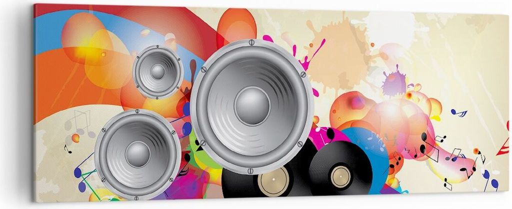 Bild auf Leinwand - Leinwandbild - Musik abstrakt Komposition Dekoration - 140x50cm - Wand Bild - Wanddeko - Leinwanddruck - Bilder - Kunstdruck - ...