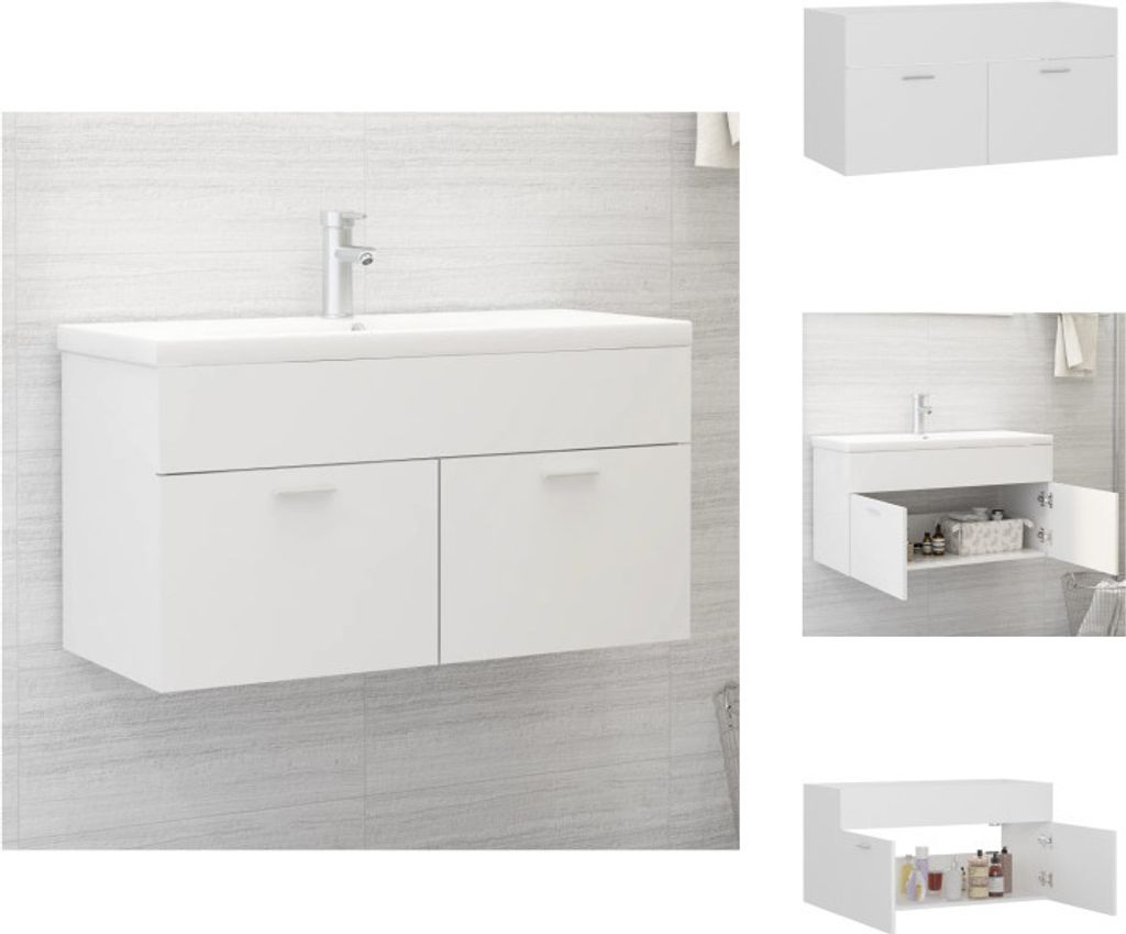 vidaXL Waschbeckenunterschrank Weiß 90x38,5x46 cm Holzwerkstoff - Badezimmermöbel-Sets