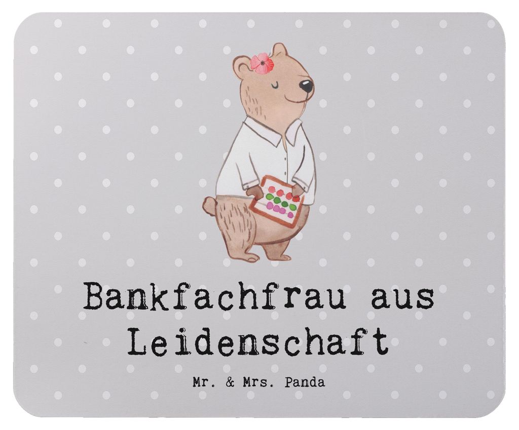 Mr. & Mrs. Panda Mouse Pad Bankfachfrau Leidenschaft - Grau Pastell - Geschenk, Mauspad, Mousepad, Ausbildung, Spruch, Beruf, computer, Lustig, Bä...
