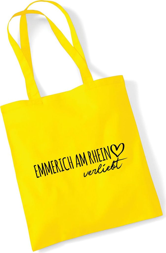 Huuraa Jutebeutel Emmerich am Rhein verliebt 10 Liter Yellow Baumwolle Tasche Geschenkidee