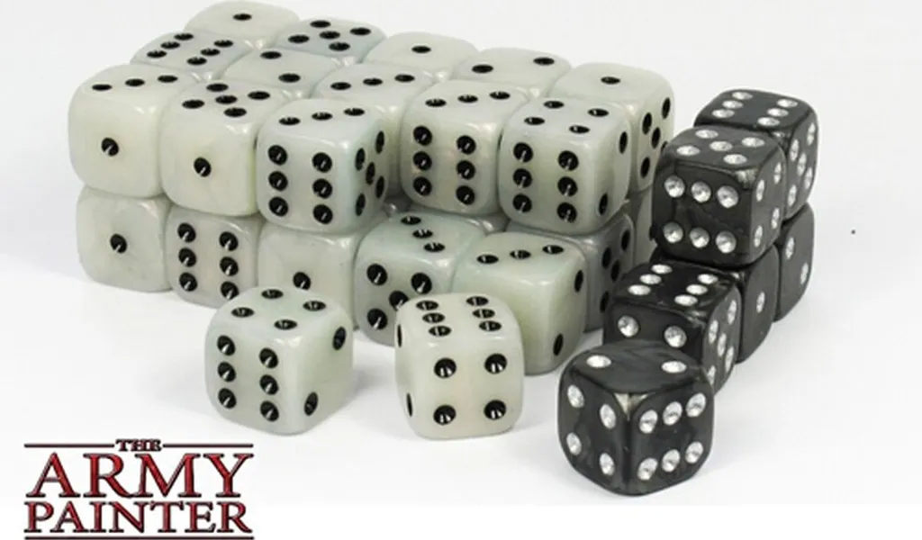 Dés de Jeu Army Painter 14mm Blanc/Noir - Lot de 36 Dés Haute Visibilité