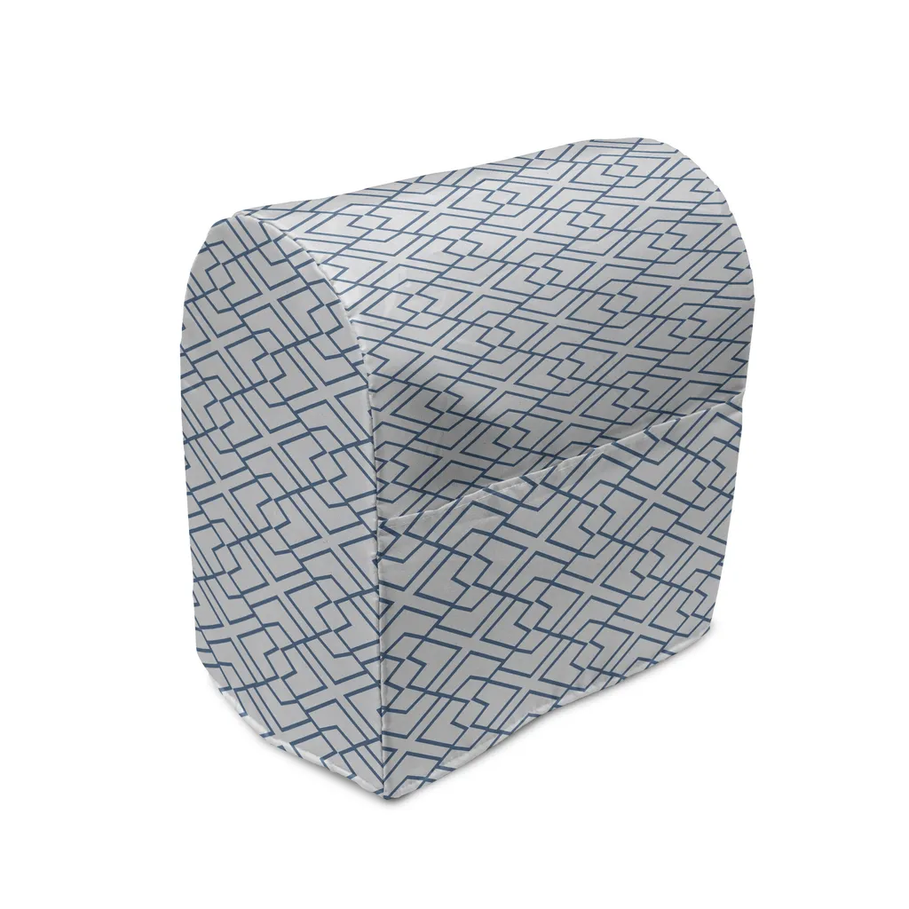 ABAKUHAUS Copertura per frullatore giapponese, fiori blu retrò, custodia per elettrodomestici da cucina con tasche, 36 x 39 x 24 cm, blu e bianco