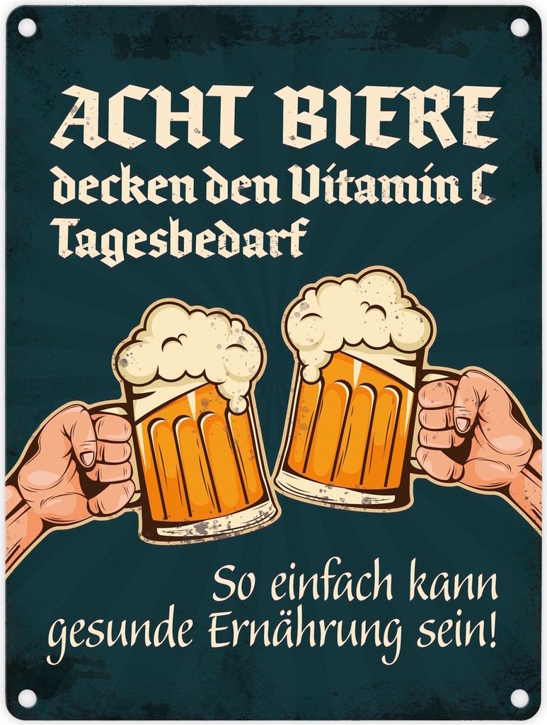 Bier Metallschild mit Spruch: Acht Biere decken den Vitamin Produktbild 
