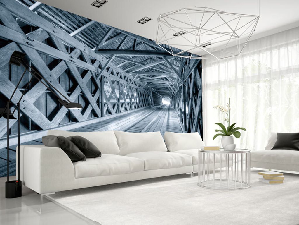 Vlies Fototapete 400x280 cm Tapeten Wandtapete XXL Wand Brücke Holz Architektur d-B-0039-a-d