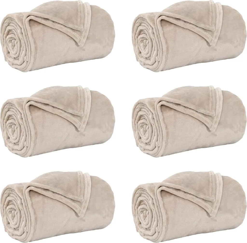 Coperte Pile vidaXL 6 Pezzi Beige 220x240 - Il Caldo Abbraccio per la Famiglia