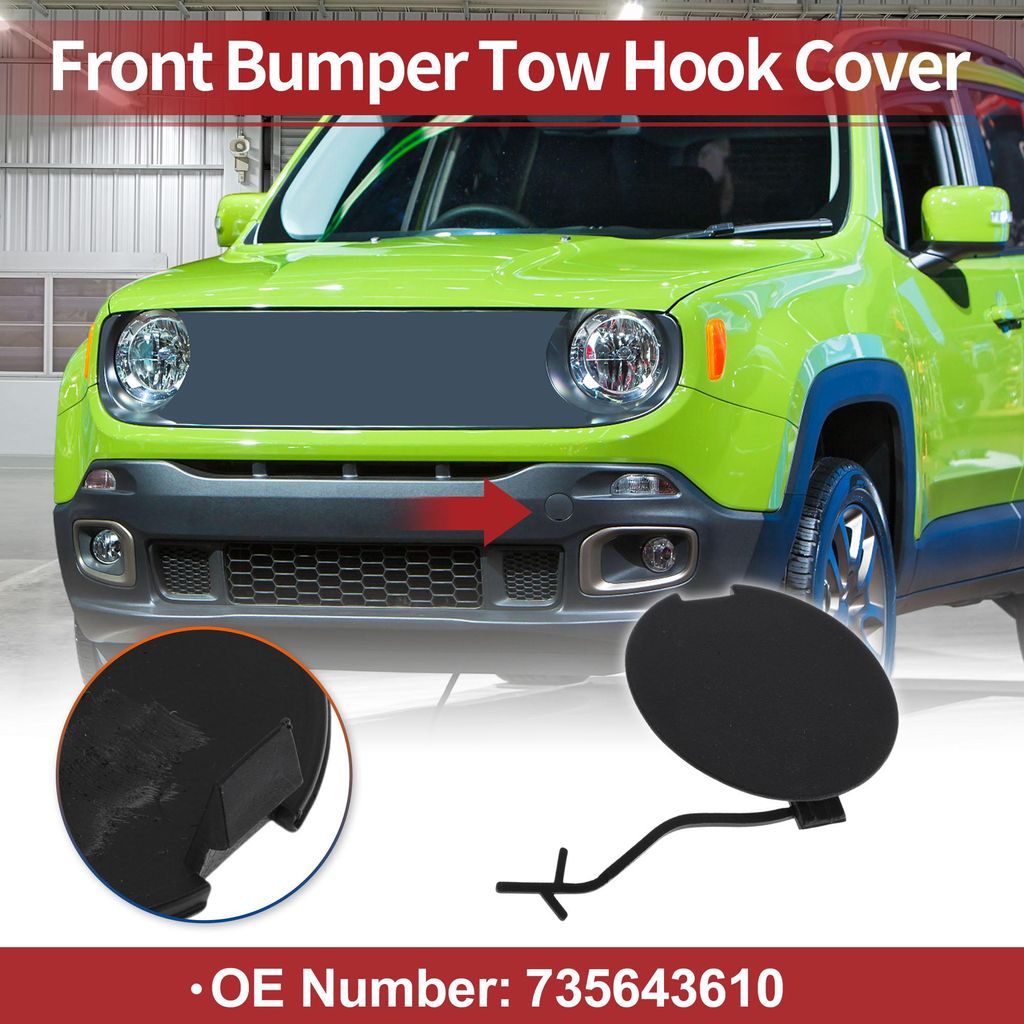 Front Car Tow Hook Cover Cap Für Jeep Renegade 2015-2020 Bumper Tow Hook Cover No.735643610 Black Plastic 1 Pc
