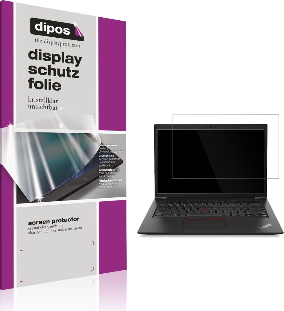 2x Schutzfolie für Lenovo ThinkPad T480s klar Displayschutzfolie Folie Display Schutz dipos