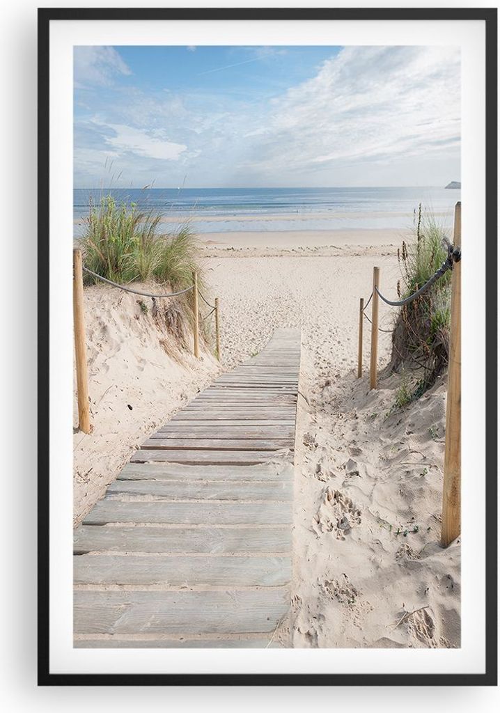 Gerahmtes Poster - Schwarzer Rahmen - Strand Düne Eintritt - 61x91,5 cm - Wand Bild - Wanddeko - Wandbilder - Kunstposter - Wandposter - Bilderrah...
