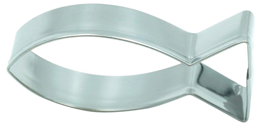 7 cm großer christlicher Ausstecher mit Fischmotiv, geeignet für Fondant und als Kirchendekoration.