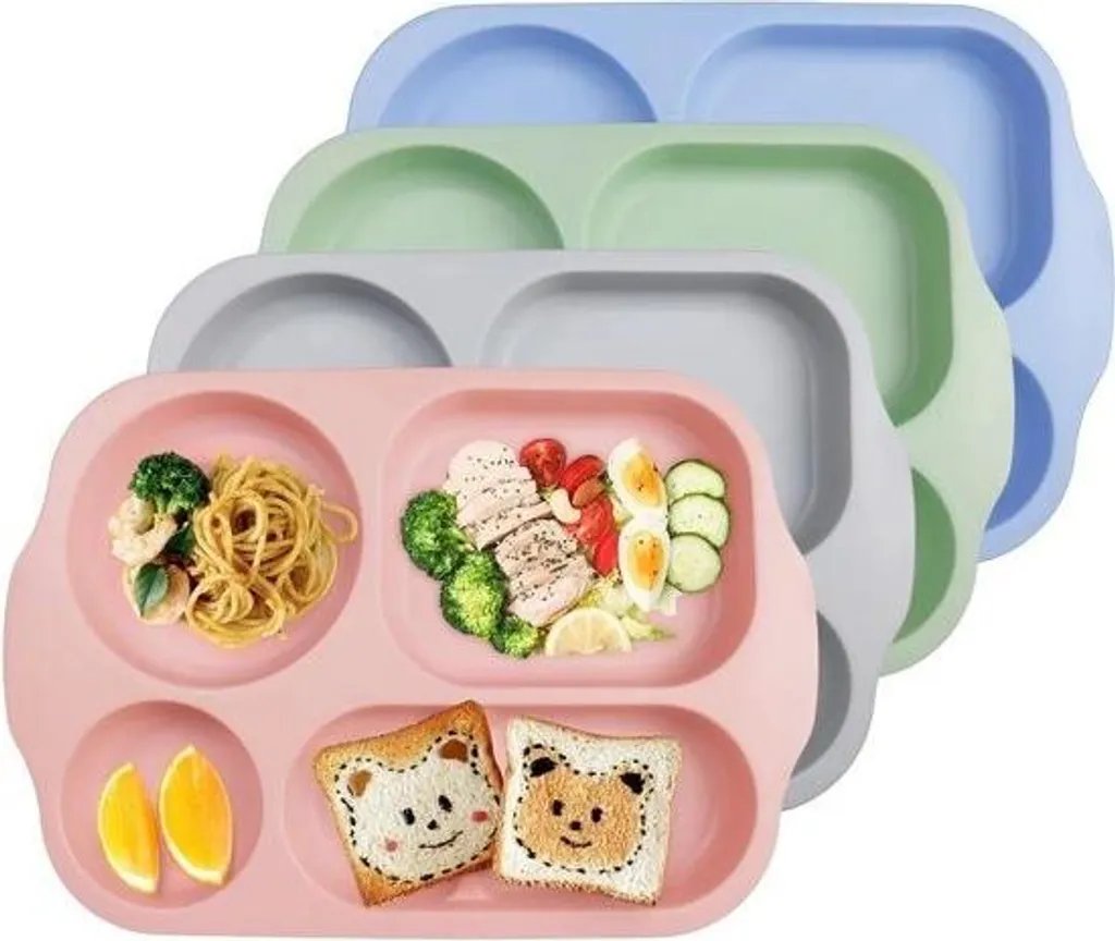 Assiettes de table divisées 5 compartiments pour repas équilibrés x4