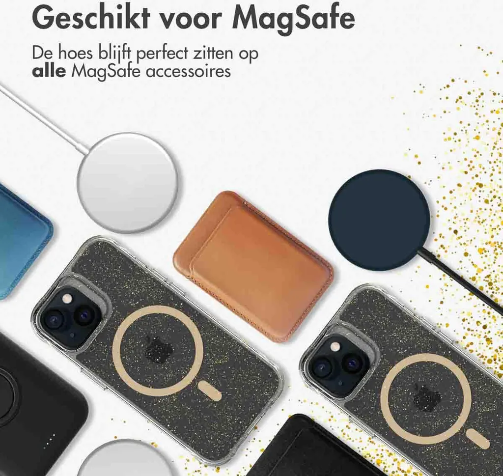 Custodia iPhone 15 MagSafe imoshion Glitter Oro - Trasparente e Robusta - 9