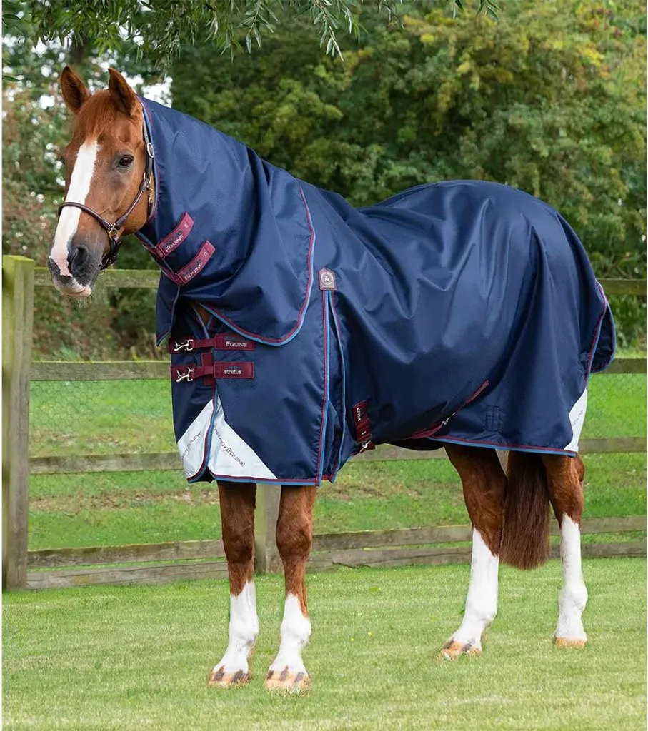 Couverture de Pré 0g Akoni Anti-Déchirure Bleu 183 cm Protège le Cou du Cheval