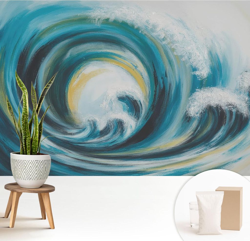 Fototapete - 208x146 cm - Tapete - Wandtapete - Wandbilder - Dekofolie - Tapete Folie - Wand - Dekoration - Wohnzimmer - Meereswelle