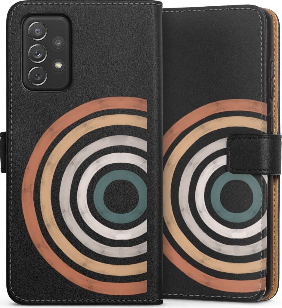 DeinDesign Klapphülle für Samsung Galaxy A72 Handytasche Lederhülle Tasche Kreise Regenbogen Wasserfarbe