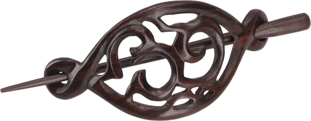 Ethno Holz Haarspange mit Stab, Boho Haarschmuck - OM/Modell 2, Braun, 13*5 cm, Haarspangen, Haarschmuck