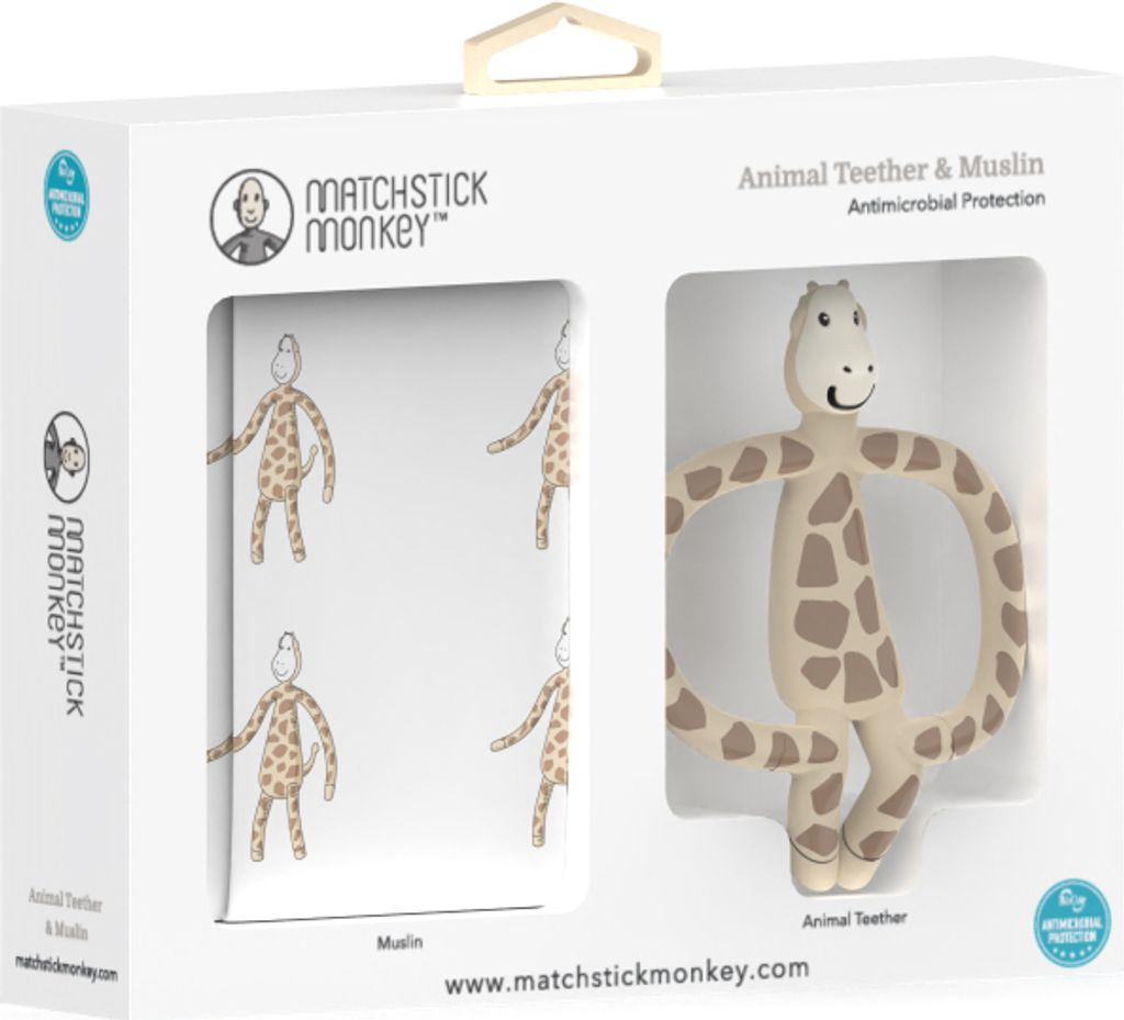 Matchstick Monkey Geschenkset Tier-Beißring & Musselin-Tuch : Gigi Giraffe Farbe: Gigi Giraffe