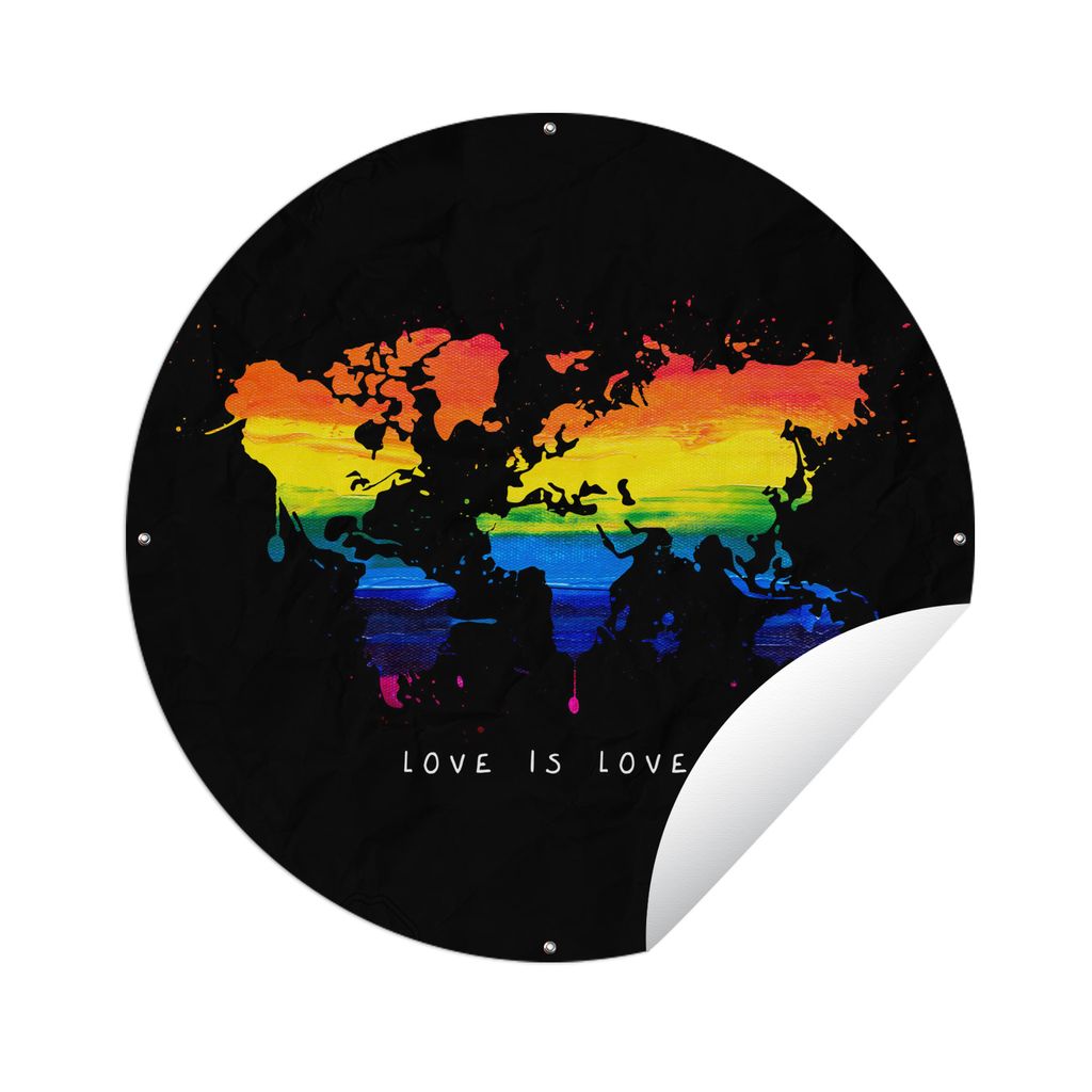 MuchoWow Gartenposter Outdoor-Poster Rund Weltkarte - Stolz - Liebe Ø 150 cm Gartendeko Rundes Poster draußen