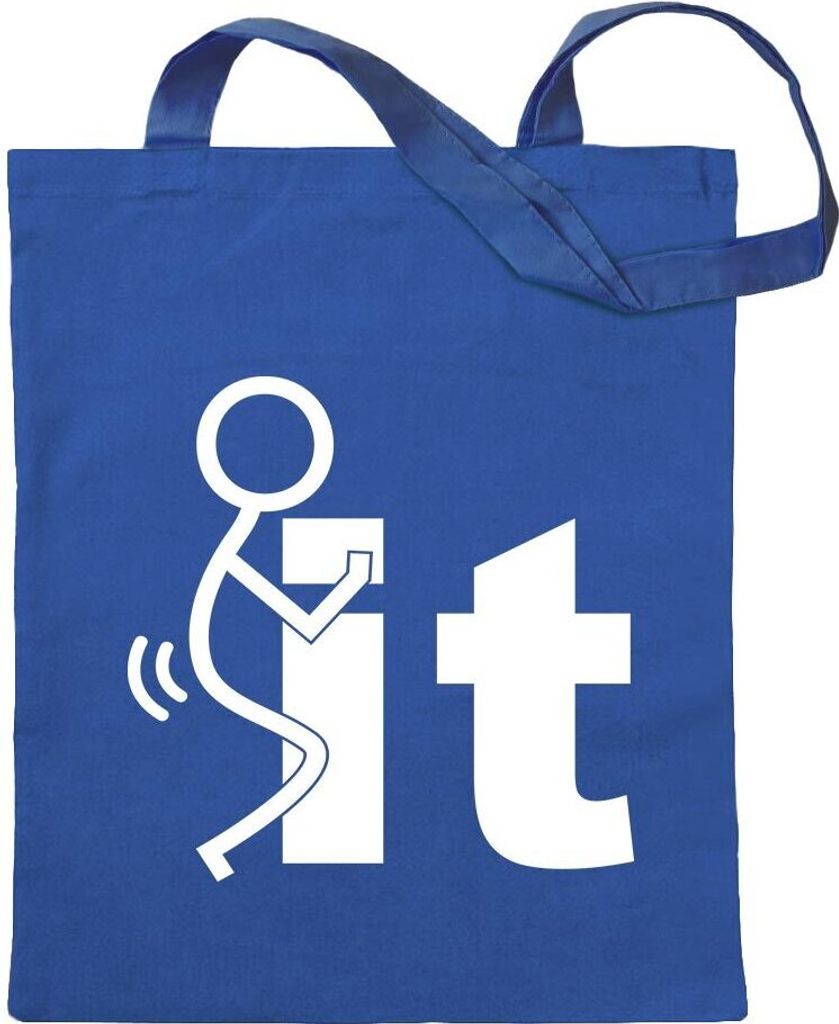 Kiwistar - Baumwolltasche - royalblau - Fuck It - Tragetasche Stoffbeutel Umhängetasche Langer Henkel