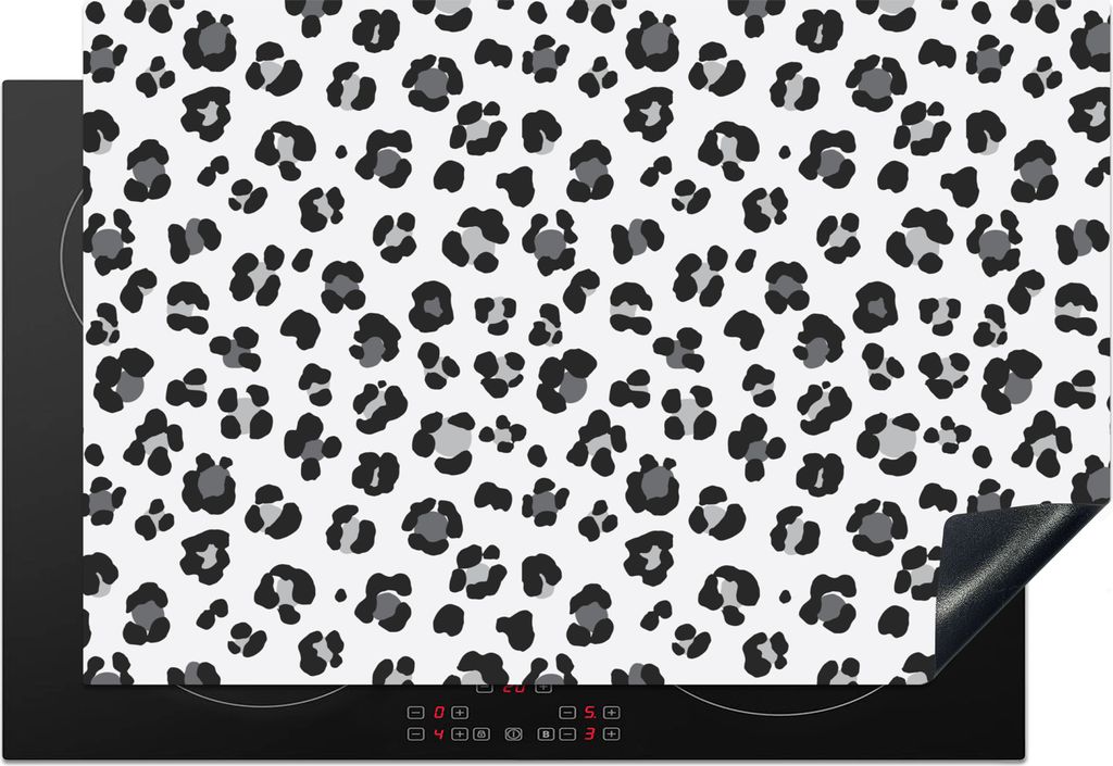 KitchenYeah Herdabdeckplatte Tierprint - Panther - Schwarz - Grau , 77x51cm, Küche Deko, Glaskeramikkochfeld Herdabdeckung, Abdeckplatte fùr Ko...