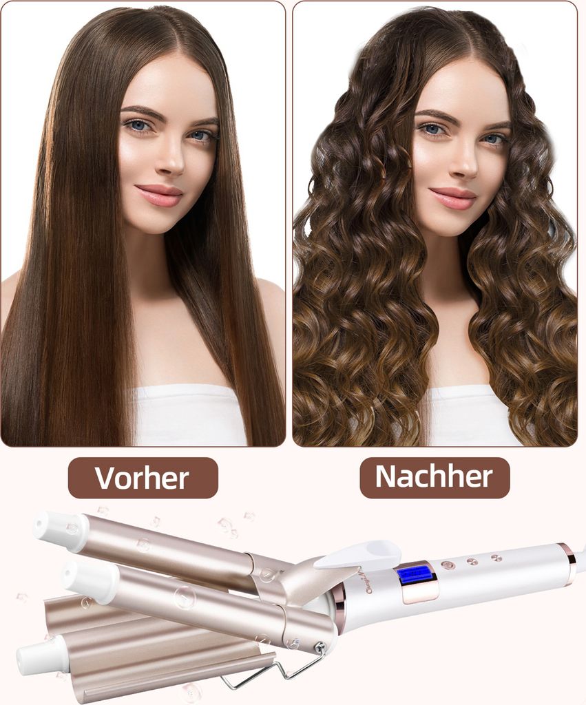 CkeyiN Lockendreher 3 Fässer 22mm Wasserwellen-Lockenstab, Produktbild 9