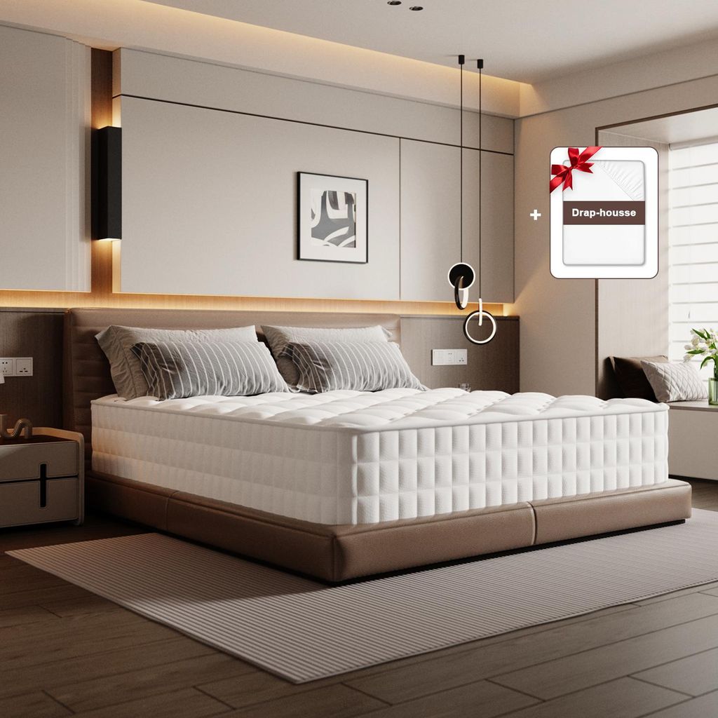 A bedroom scene featuring a mattress.