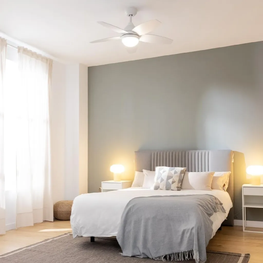 Ventilateur de Plafond avec Lampe LED et Télécommande Bois Clair 106cm