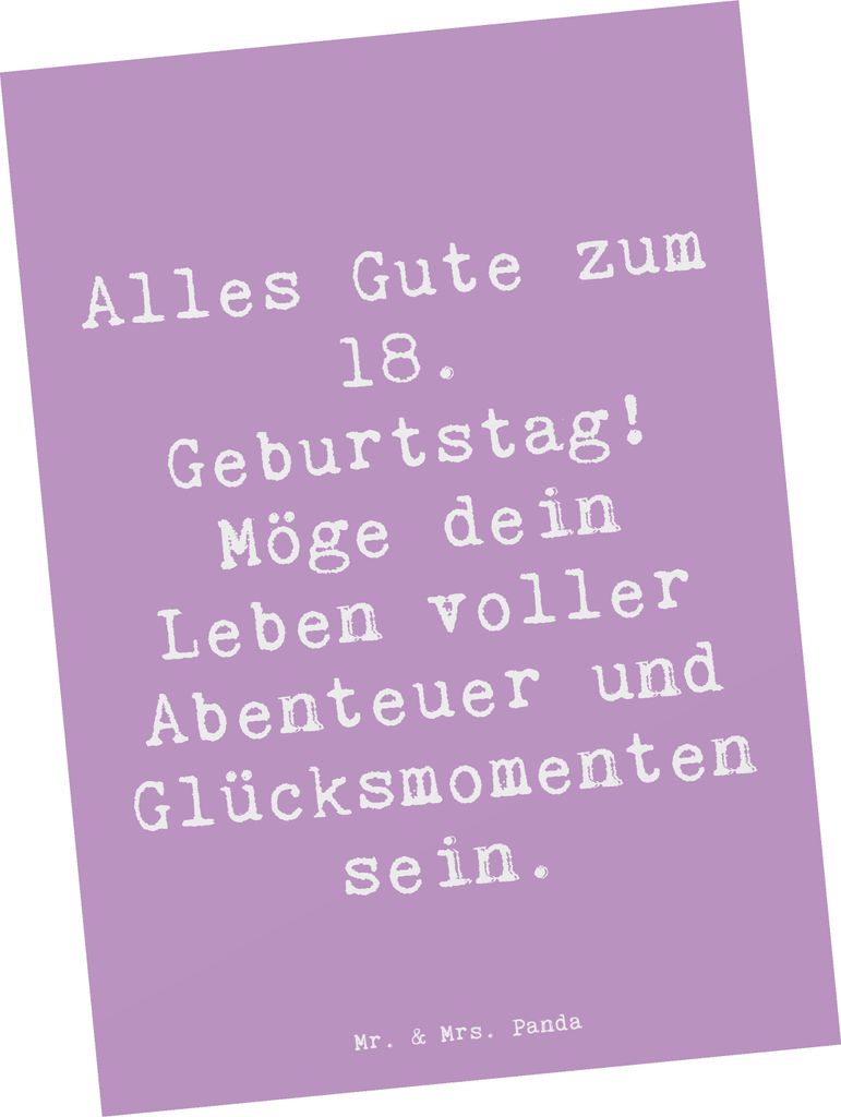 Mr. & Mrs. Panda Postkarte Spruch 18. Geburtstag - Produktbild 
